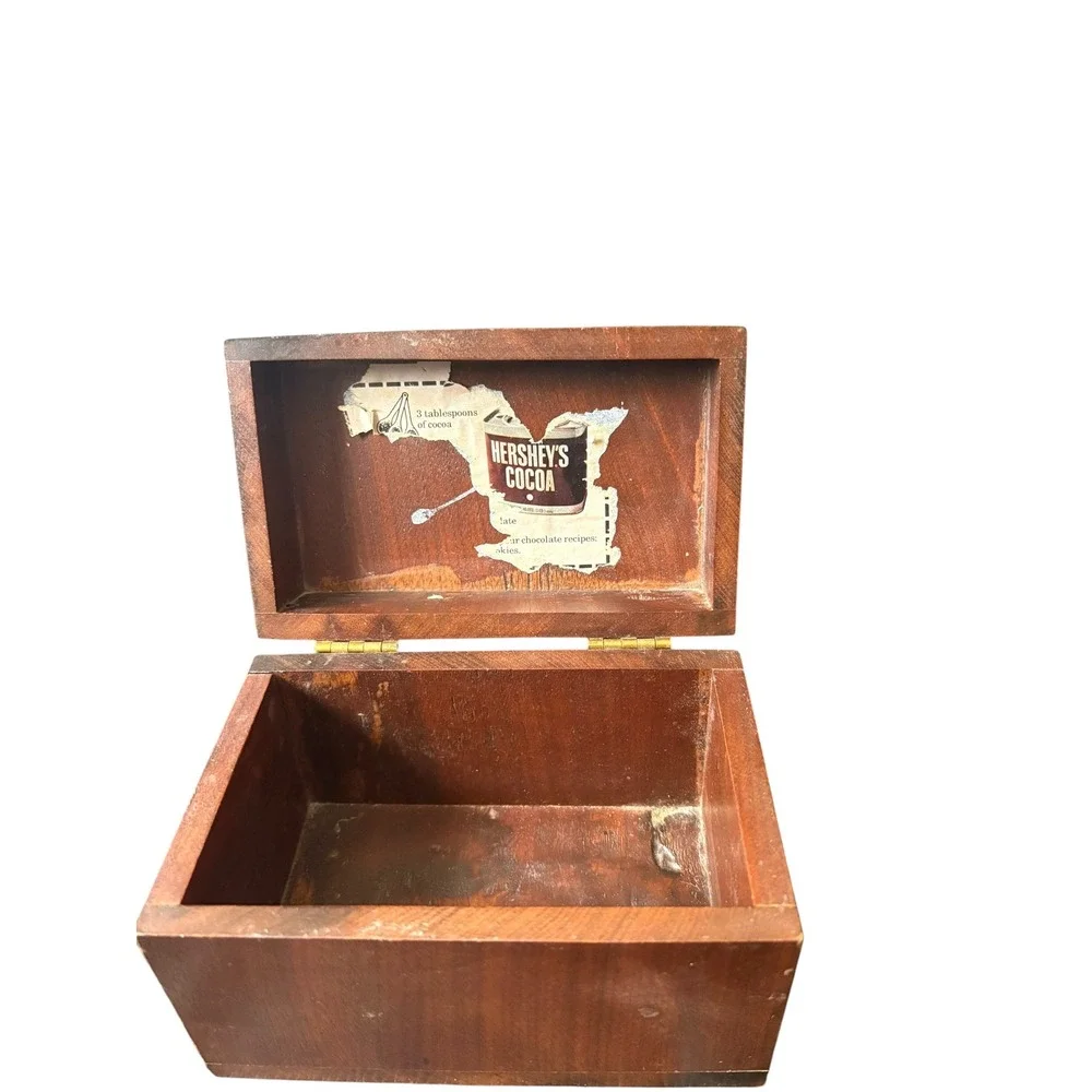 Vintage Wooden Recipe Box Rustic Farmhouse Kitchen Index Card Storage‎ Box